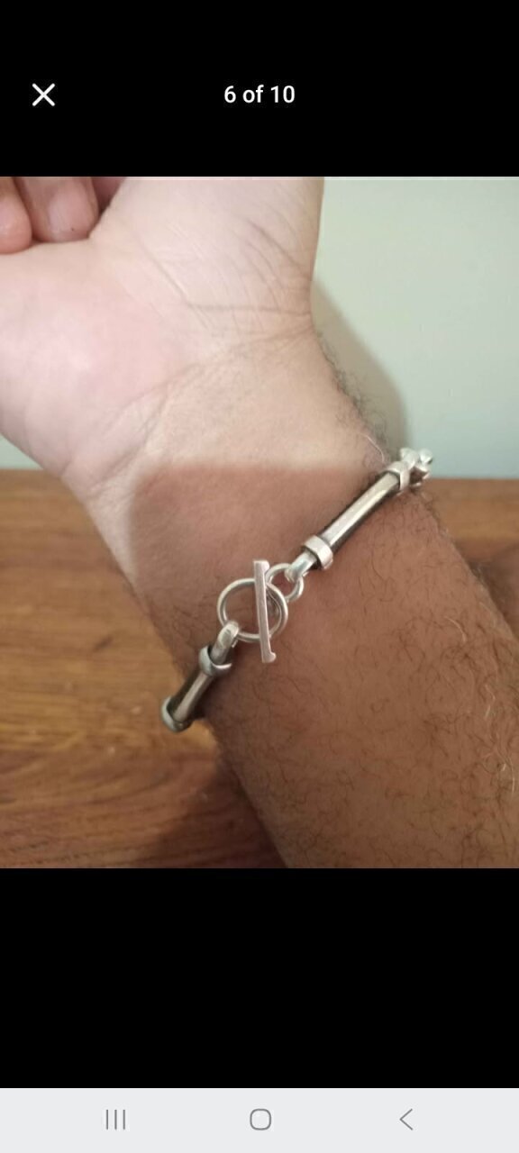 Taxco Mexico Sterling Silver & Leather Bracelet