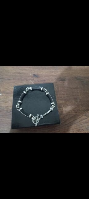 Mexican Sterling Silver & Leather Bracelet
