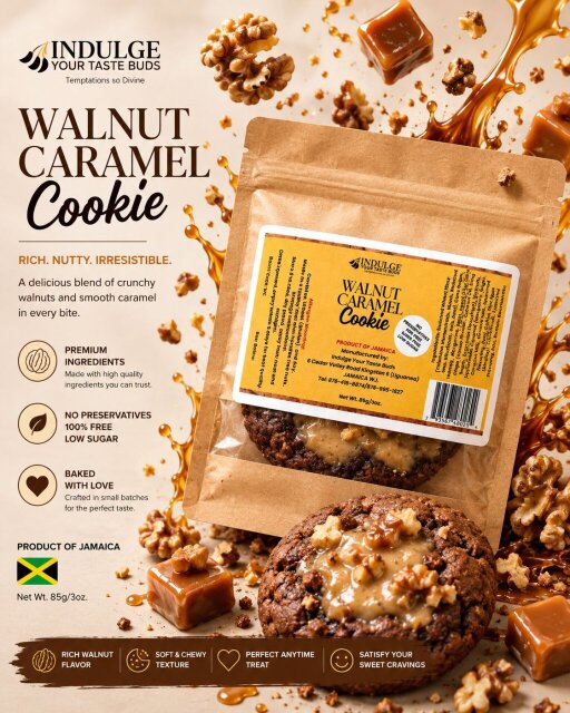Walnut Caramel Chocolate Cookies Vegan Net 90g