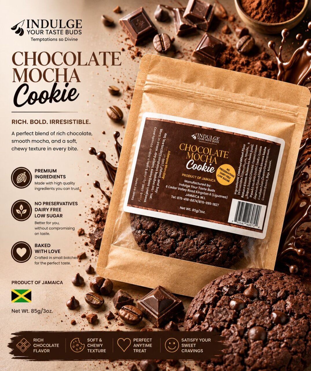 Chocolate Mocha Cookies Vegan Net 90g