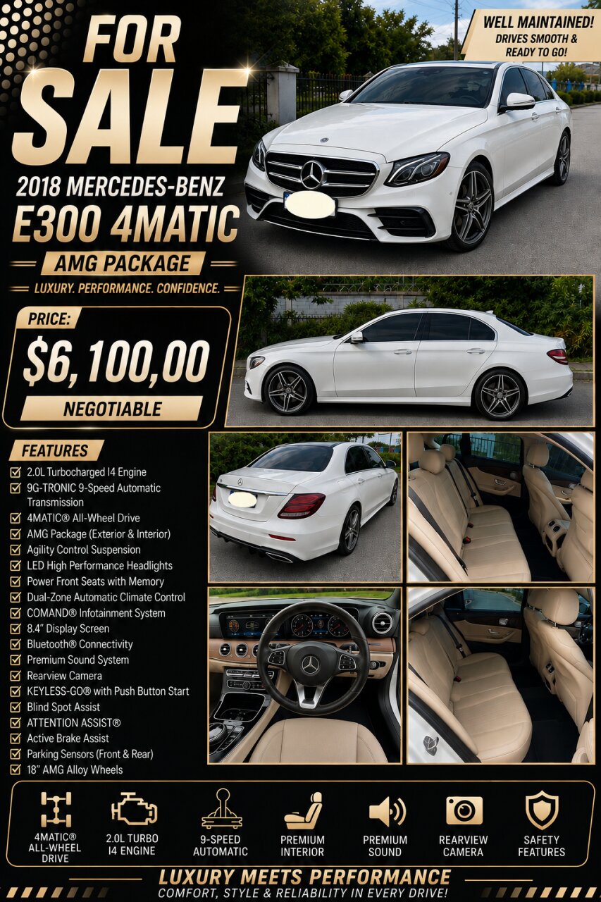 2018 Benz E300 2014 Subaru Impreza 2018 Mark X