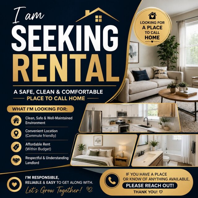 I Am Seeking A 1 Bedroom/ 2 Bedroom Apartment
