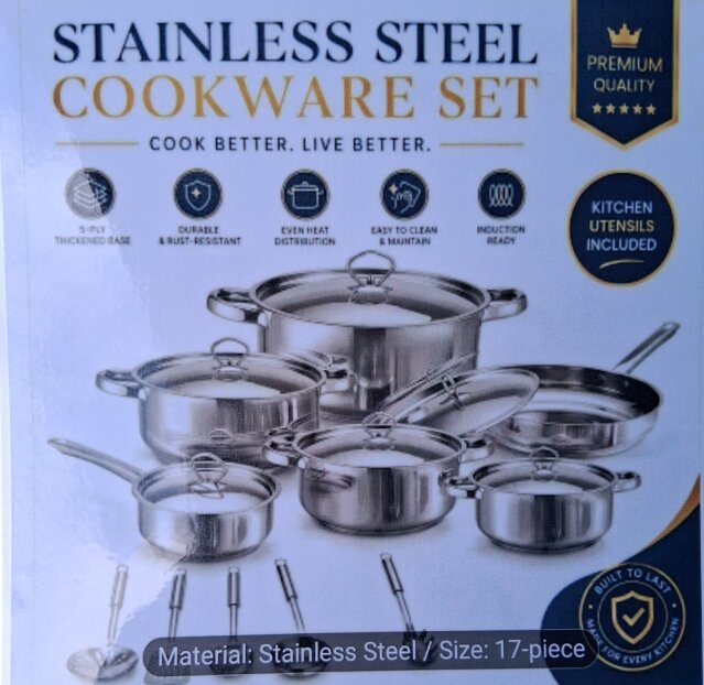 17 Piece Stainless Steel Cookware Set
