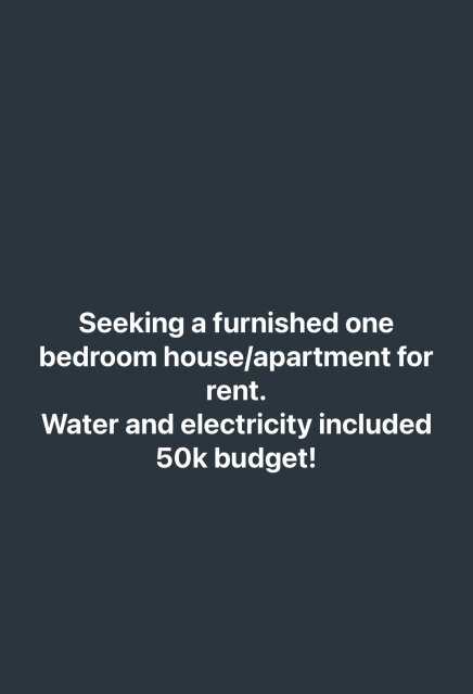 Seeking A One Bedroom For Rent