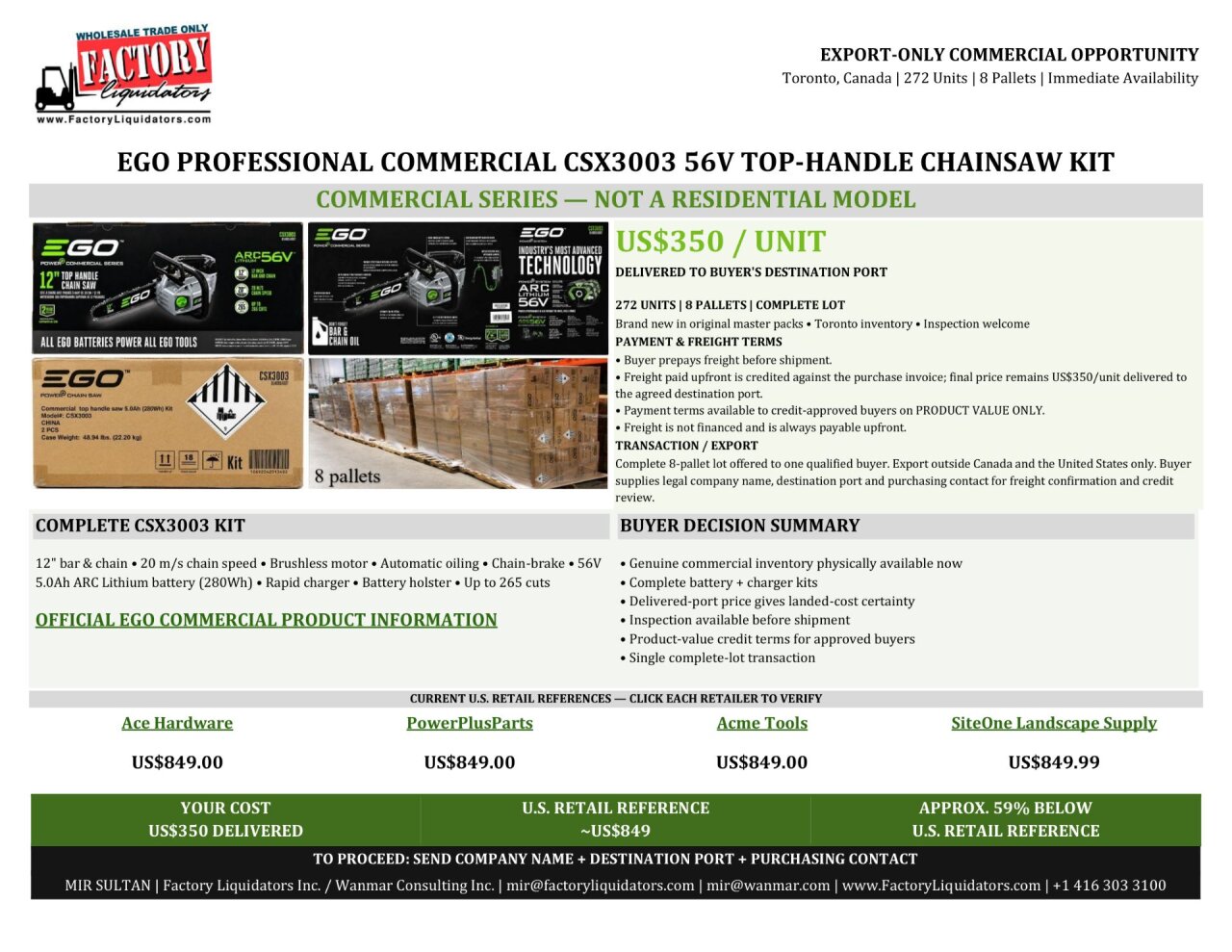 EGO CSX3003 Commercial Chainsaw Kits - B2B Only-
