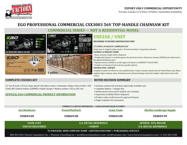 EGO CSX3003 Commercial Chainsaw Kits - B2B Only-