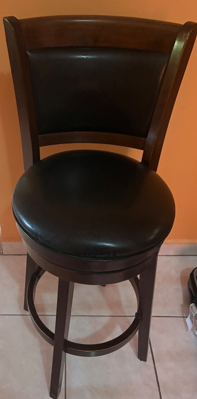 Solid Wood And Leather Swivel Chair