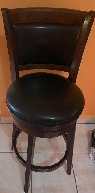 Solid Wood And Leather Swivel Chair
