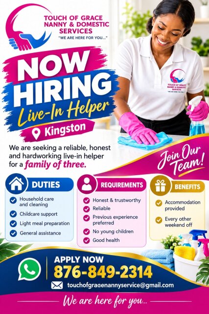 Live-In Domestic Workers - Kingston & Westmoreland