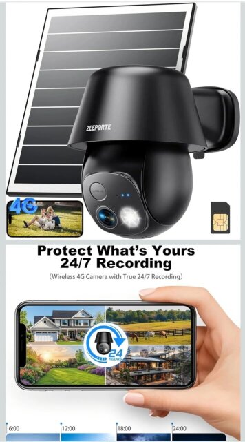 Zeeporte 4G LTE Solar- Powered  Security Camera