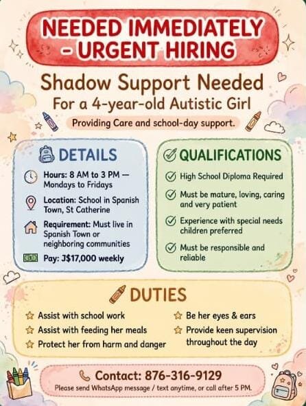 Needs A Shadow/Caregiver