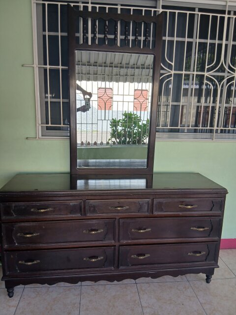 Vintage Hardwood 7 Drawer Dresser: