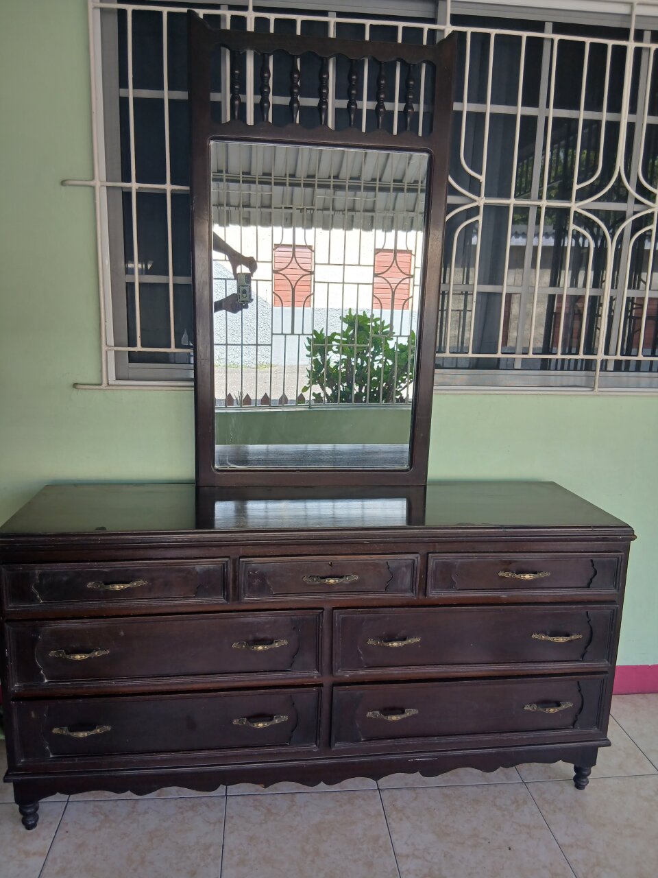 Vintage Hardwood 7 Drawer Dresser:
