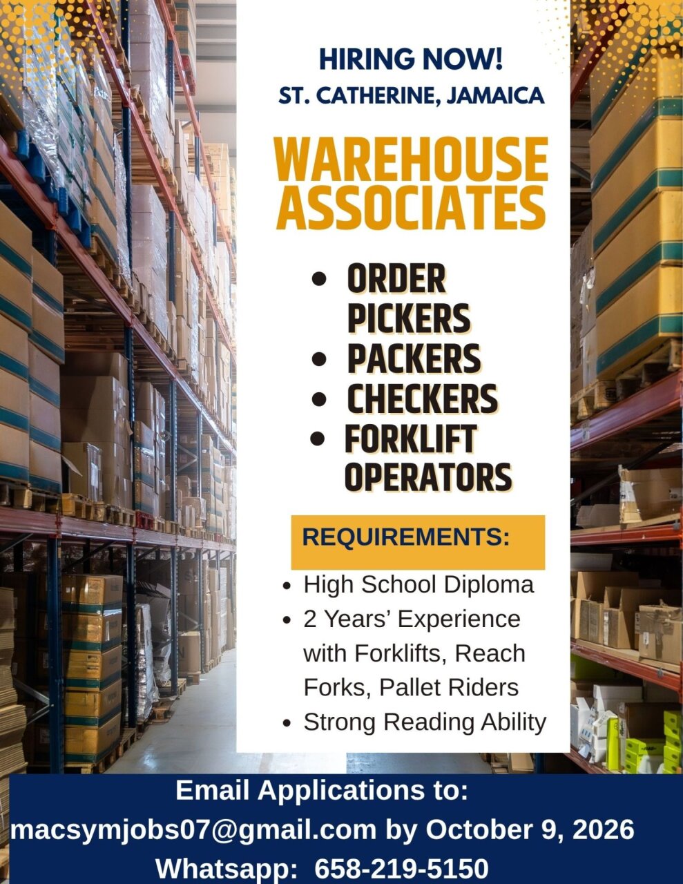 Hiring Now - Warehouse Associates