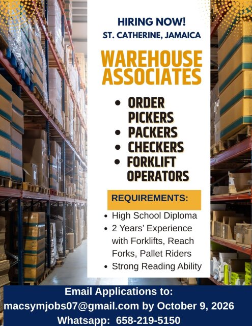 Hiring Now - Warehouse Associates