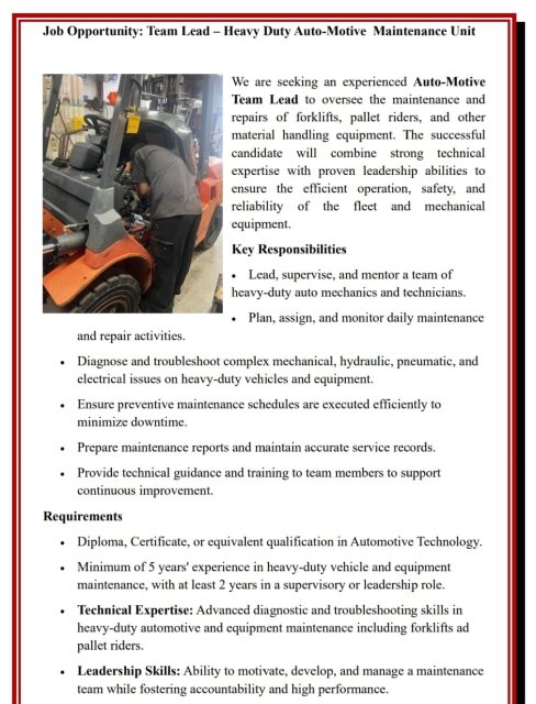 Auto-Mechanic Team Lead
