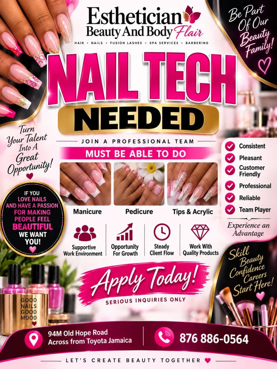 NAIL TECH NEEDED