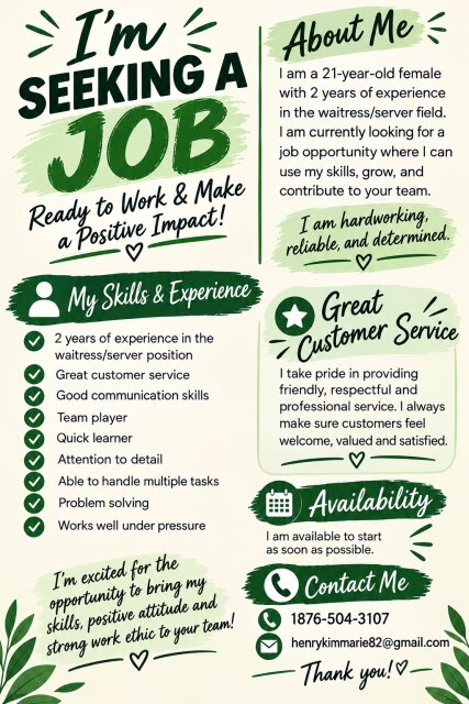 Urgently Seeking A Job