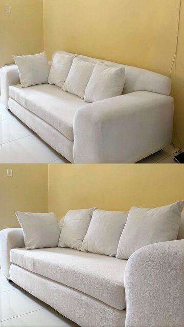 White Teddy Textured Sofa For Sale