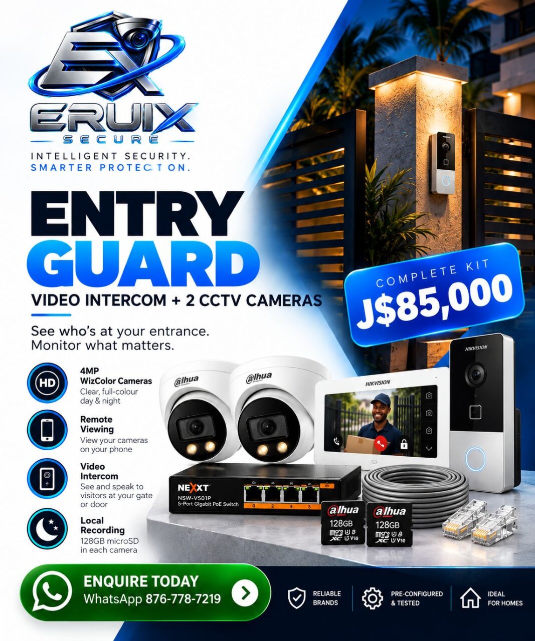 2-Camera CCTV + Video Intercom Security Kit