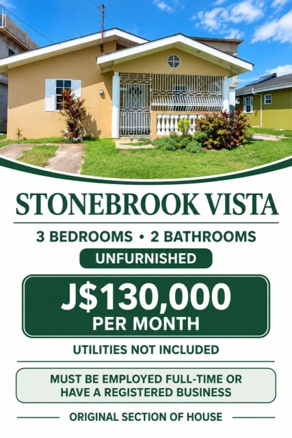 Stonebrook Vista: Unfurnished 3 Bedrooms, $130,000